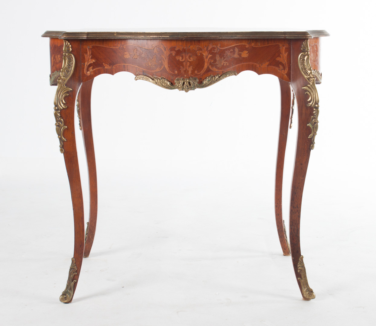 Appraisal: Louis XV style gilt-metal-mounted table th century fruitwood table with