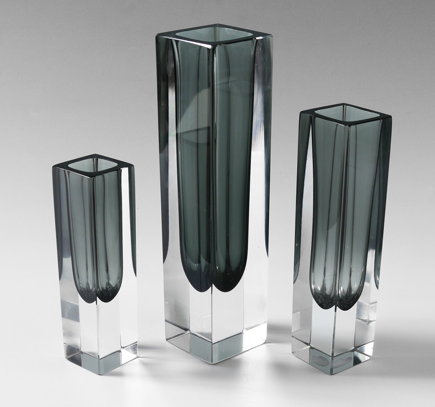 Appraisal: SET OF MURANO ART GLASS VASES All formed in clear