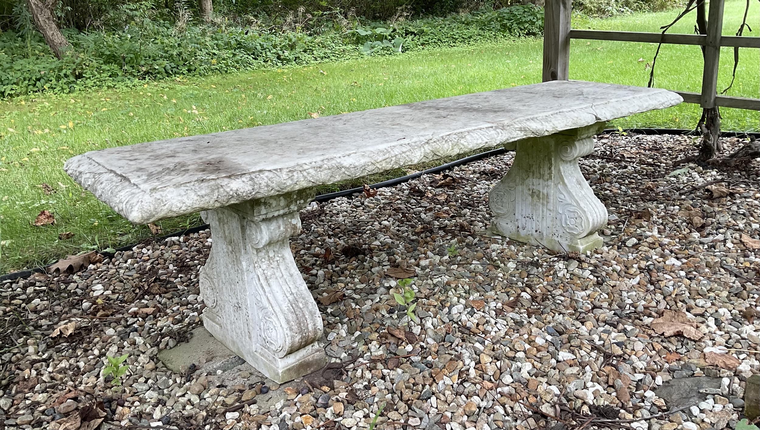 Appraisal: TH C CARVED MARBLE THREE PART BENCH Rectangular top with