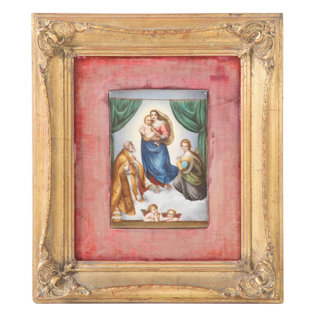 Appraisal: Continental porcelain plaque th century depicting the Sistine Madonna after