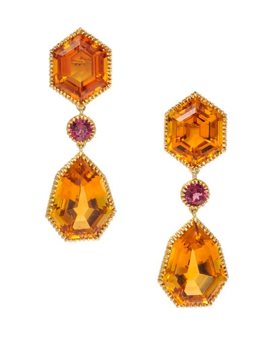 Appraisal: Sale Lot A Pair of Karat Yellow Gold Citrine and