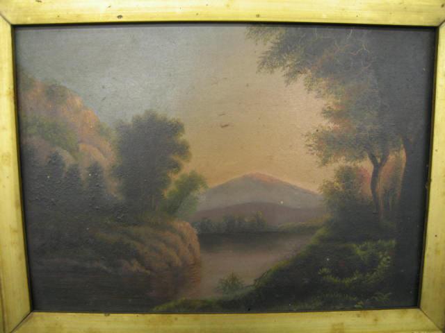 Appraisal: th Century Oil Hudson River type landscape oil on board