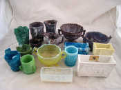 Appraisal: Variegated coloured pressed glass Sixteen pieces including vaseline lava agate