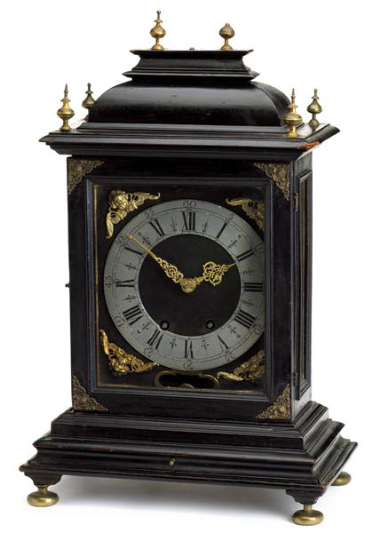 Appraisal: French gilt metal mounted ebonized mantle clock th century