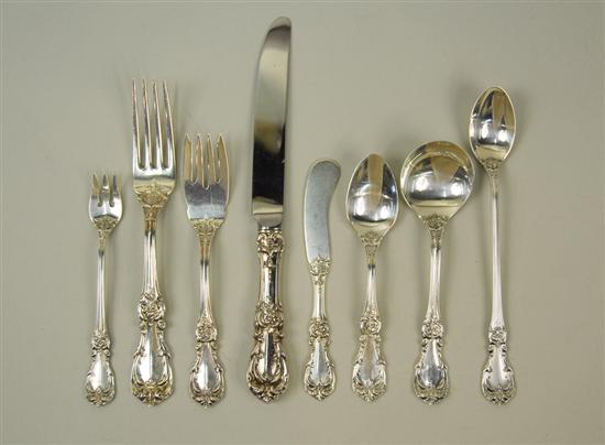 Appraisal: AMERICAN SILVER FLATWARE SERVICE Reed Barton maker Burgundy Pattern including