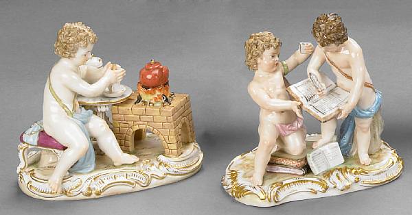 Appraisal: Two Meissen porcelain allegorical figural groups late th early th