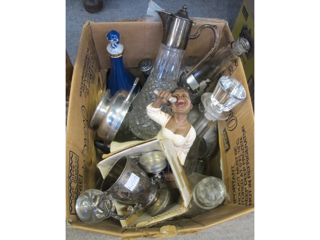 Appraisal: Lot comprising decanters bottle stoppers etc