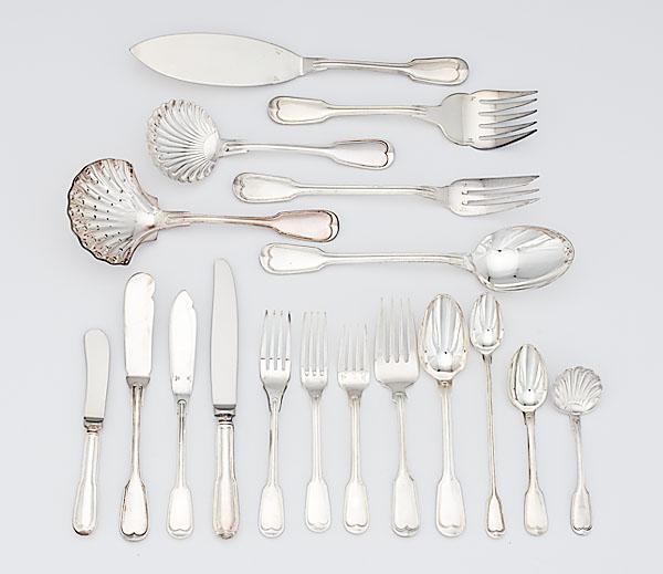 Appraisal: CHRISTOFLE CHINON SILVERPLATE SERVICE FOR EIGHT French pieces no monograms