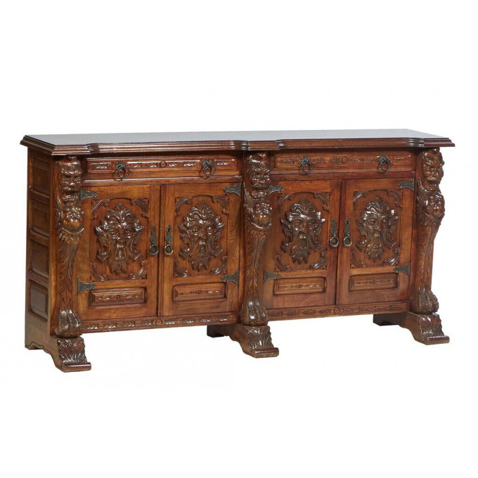 Appraisal: French Renaissance Style Carved Beech Sideboard th c the stepped