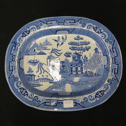 Appraisal: Blue Willow Ironstone Platter x circa excellent