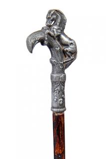 Appraisal: Stallion Dress Cane- Ca - A small pewter stallion flexible