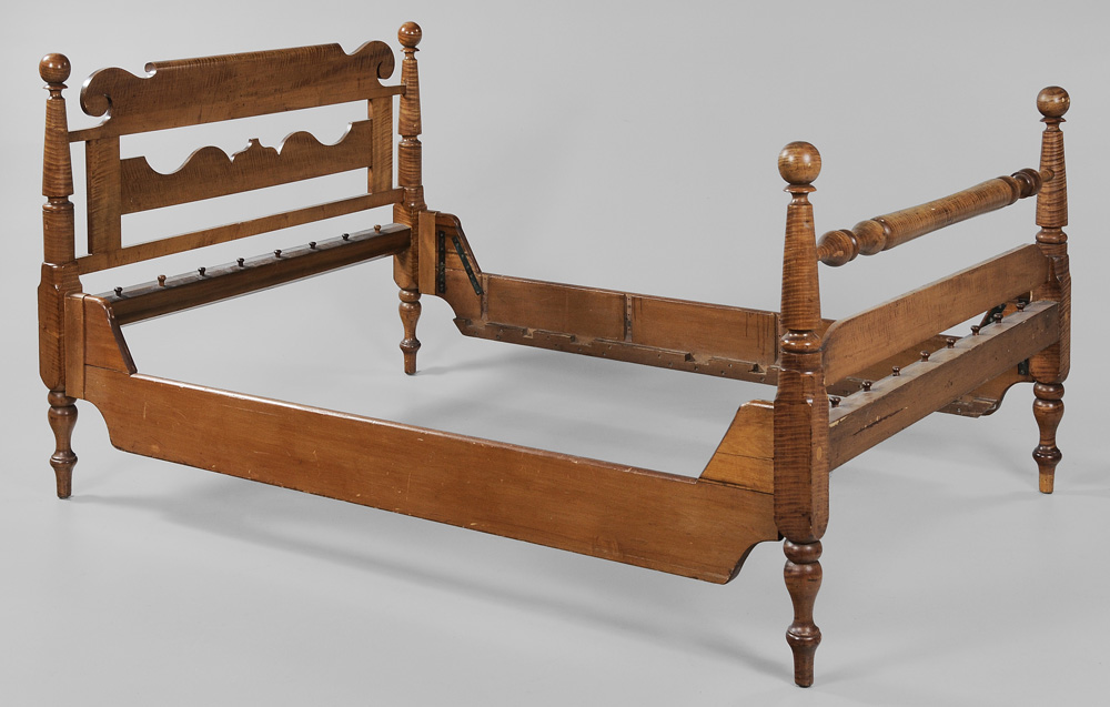 Appraisal: American Tiger Maple Bedstead middle Atlantic stat