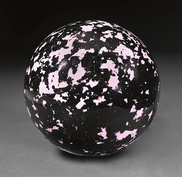 Appraisal: Pink and Black Gabbro Sphere Ural Mountains Russia Gabbro is