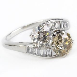 Appraisal: Art Deco Approx Diamond and Platinum Bypass Ring set with