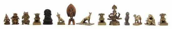 Appraisal: Collection of miniature Asian bronze and brass figurines Qing dynasty