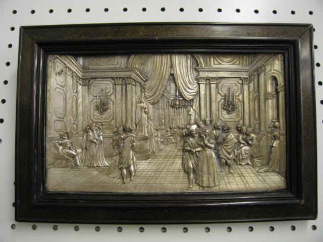 Appraisal: th Century Silvered Plaque French Ballroom Scene image area x