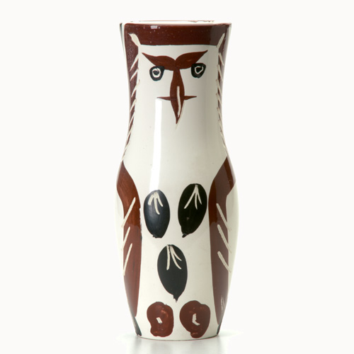 Appraisal: PABLO PICASSO MADOURA Vase painted with owls in brown and