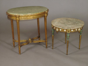 Appraisal: A giltwood oval centre table th century the green variegated