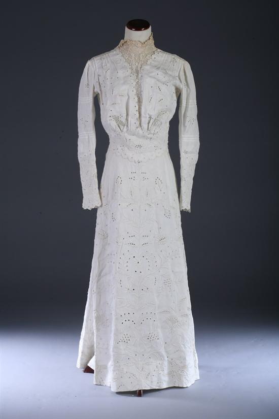 Appraisal: EDWARDIAN LINEN DAY DRESS The whole in cut work and