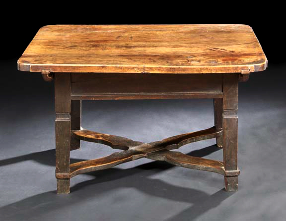 Appraisal: Provincial Fruitwood Center Table th century the rounded rectangular top