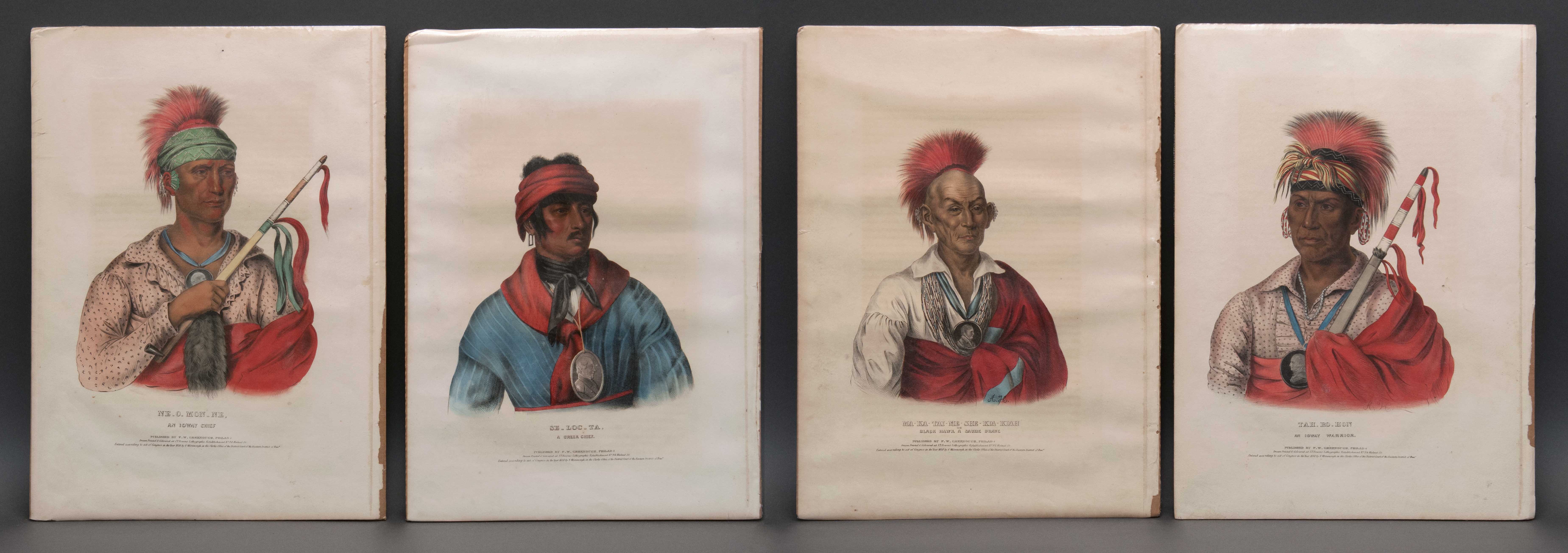 Appraisal: FOUR COLORED ETCHINGS FROM MCKENNEY HALL'S THE INDIAN TRIBES OF