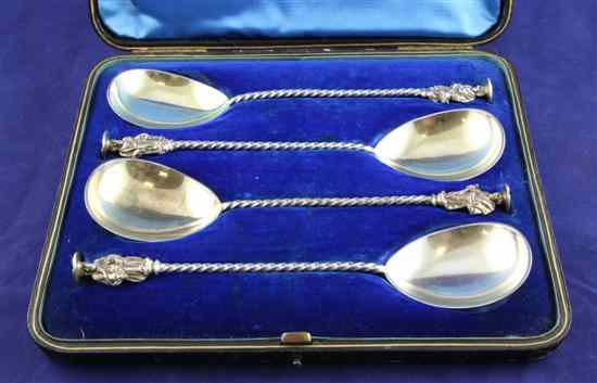 Appraisal: A cased set of four Victorian silver gilt apostle spoons