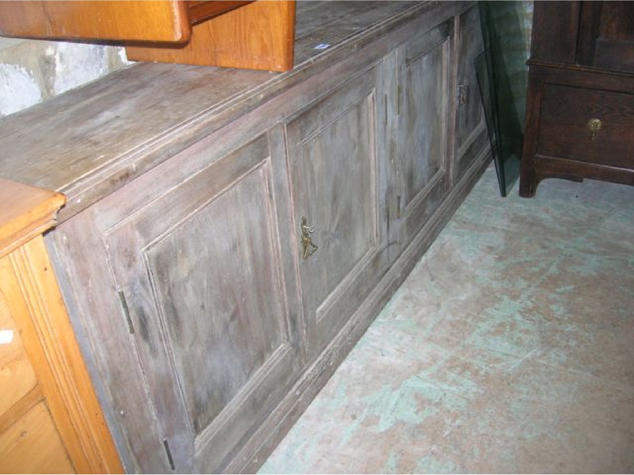 Appraisal: A low th century pine side cupboard enclosed by two