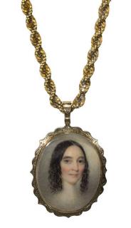 Appraisal: th century miniature portrait mourning pendant necklace th century miniature