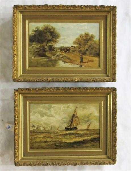 Appraisal: M MACKNESS TWO OILS ON CANVAS late th century Tall