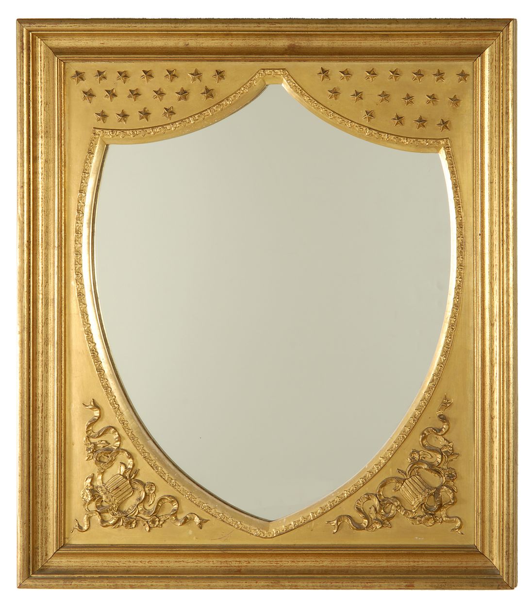 Appraisal: FRAMED GILT MIRROR Made from a th century gilt liner