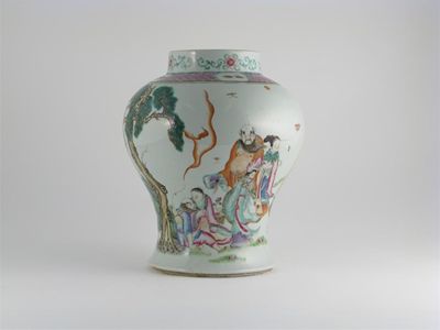 Appraisal: A Chinese famille rose baluster vase painted with eight figures