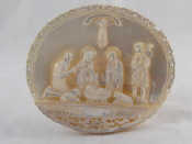 Appraisal: A large Jerusalem school mother of pearl carving of the