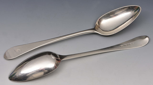 Appraisal: Pair of Old English pattern Scottish silver tablespoons monogrammed Edinburgh