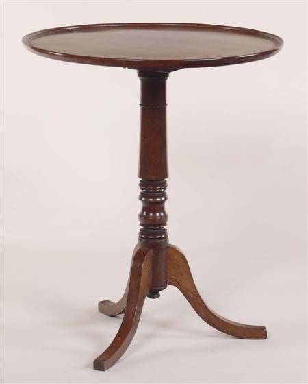 Appraisal: A th century mahogany tilt-top table the circular lipped top