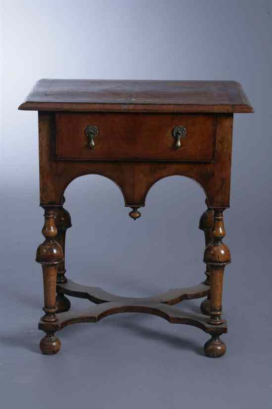 Appraisal: WILLIAM MARY STYLE WALNUT INLAID SIDE TABLE Rectangular top with