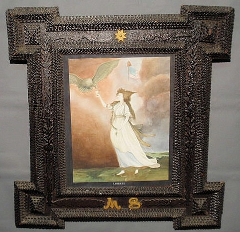 Appraisal: Wonderful watercolor allegorical late th c of Lady Liberty with