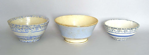 Appraisal: Mocha bowl h dia together with blue sponge bowls h