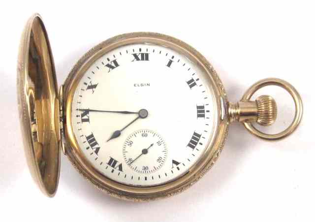 Appraisal: ELGIN FOURTEEN KARAT GOLD HUNTER CASE POCKET WATCH model size