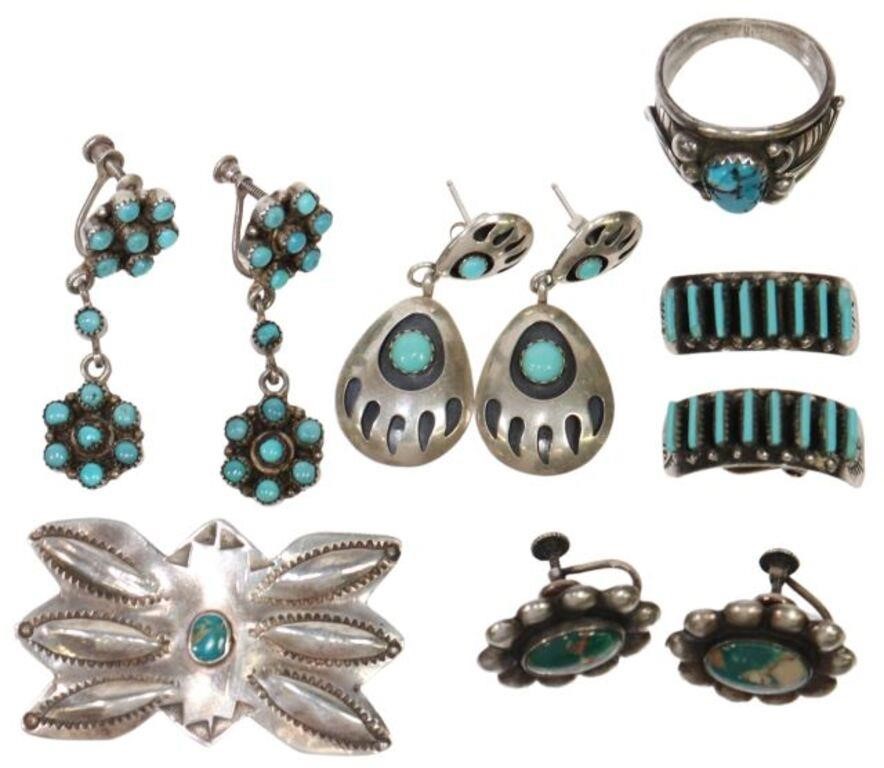 Appraisal: lot of Native American and southwest silver and turquoise jewelry