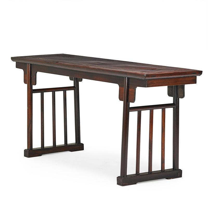 Appraisal: CHINESE PAINTER'S TABLE Ebonized hardwood possibly huanghuali with pierced design