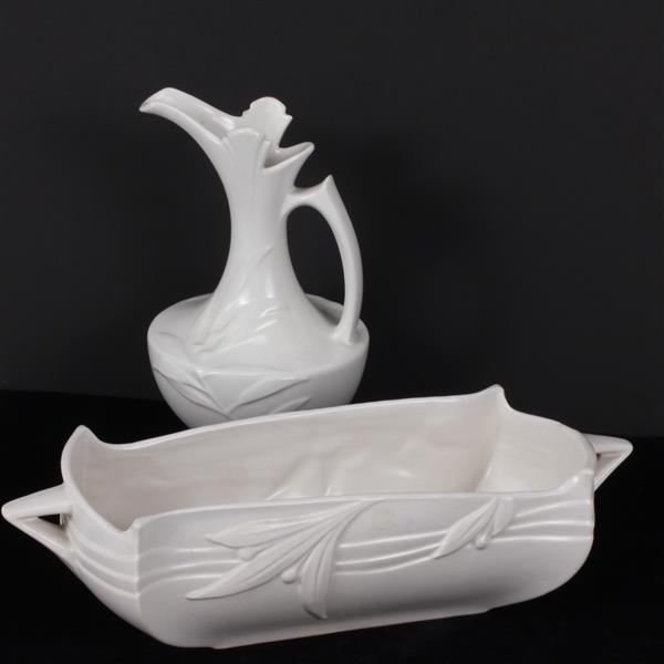 Appraisal: Roseville Pottery Ivory II console bowl ewer console ewer