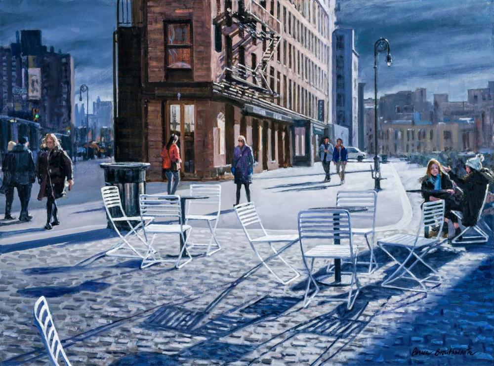 Appraisal: BRUCE BRAITHWAITE American b White Chairs of Gansevoort oil on