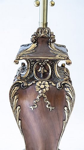 Appraisal: BAROQUE STYLE PARCEL CARVED AND GILT WOOD LAMP th Century