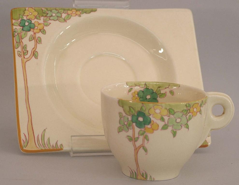 Appraisal: Biarritz' cup and saucer painted with a floral tree design