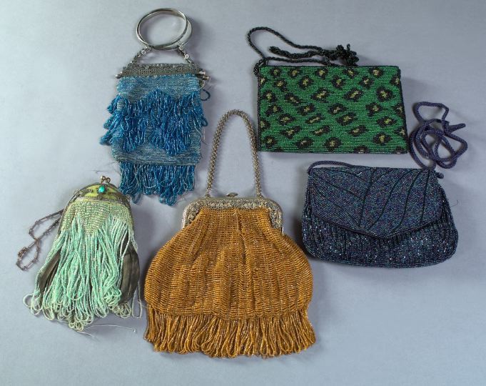 Appraisal: Interesting Collection of Five Beaded Lady's Evening Bags consisting of