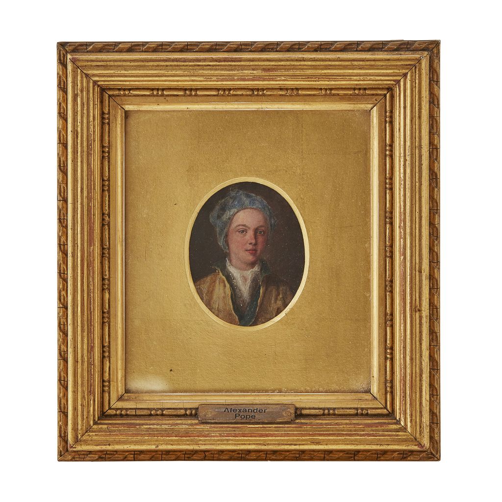 Appraisal: AFTER WILLIAM HOGARTH MINIATURE PORTRAIT OF ALEXANDER POPE oval gouache