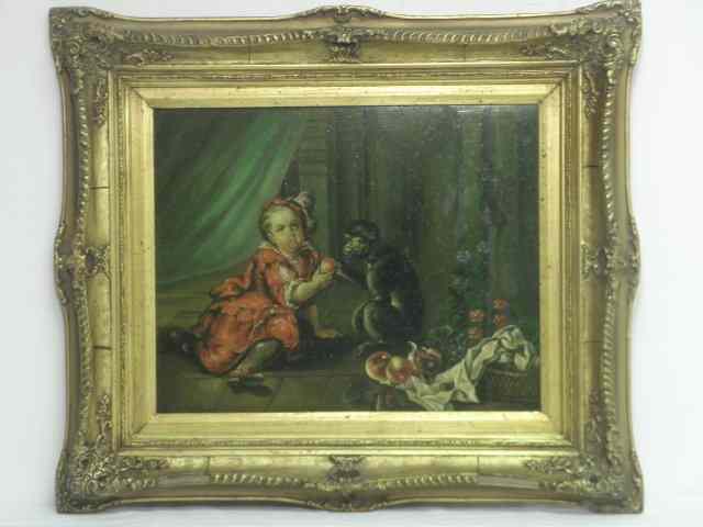 Appraisal: A framed painting on panel depicting a young girl with