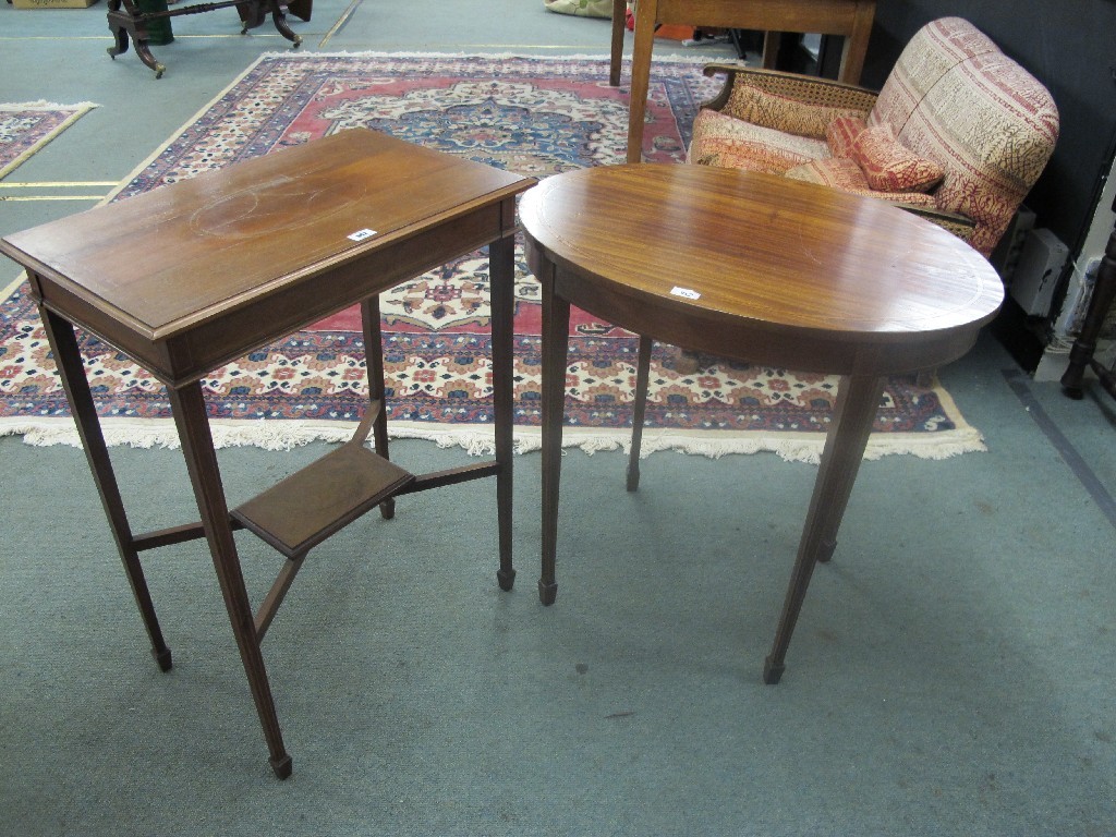 Appraisal: Two Edwardian mahogany inlaid occasional tables