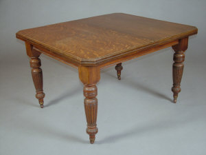 Appraisal: A Victorian oak extending dining table the canted moulded top