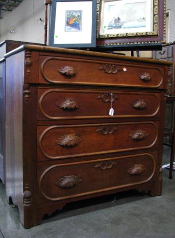 Appraisal: Four Drawer Victorian Dresser with oak leaf pulls with carved